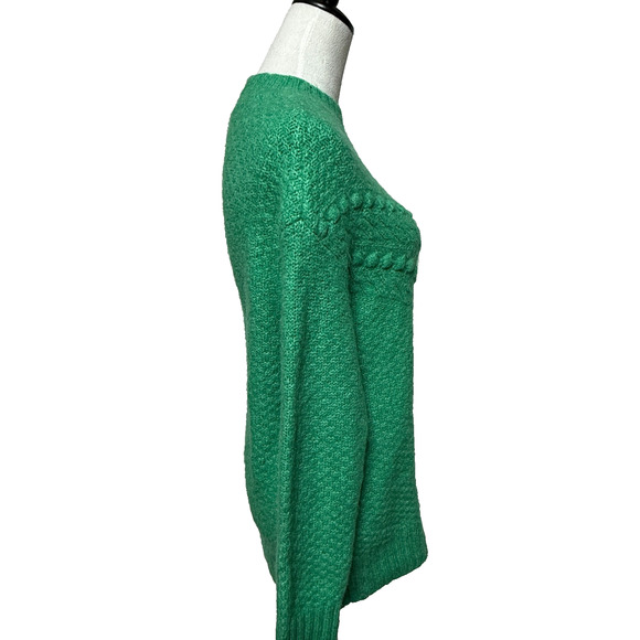 Talbots Sweater Womens Medium Petite Green Chevron Knit Mock Neck Christmas - Picture 7 of 9